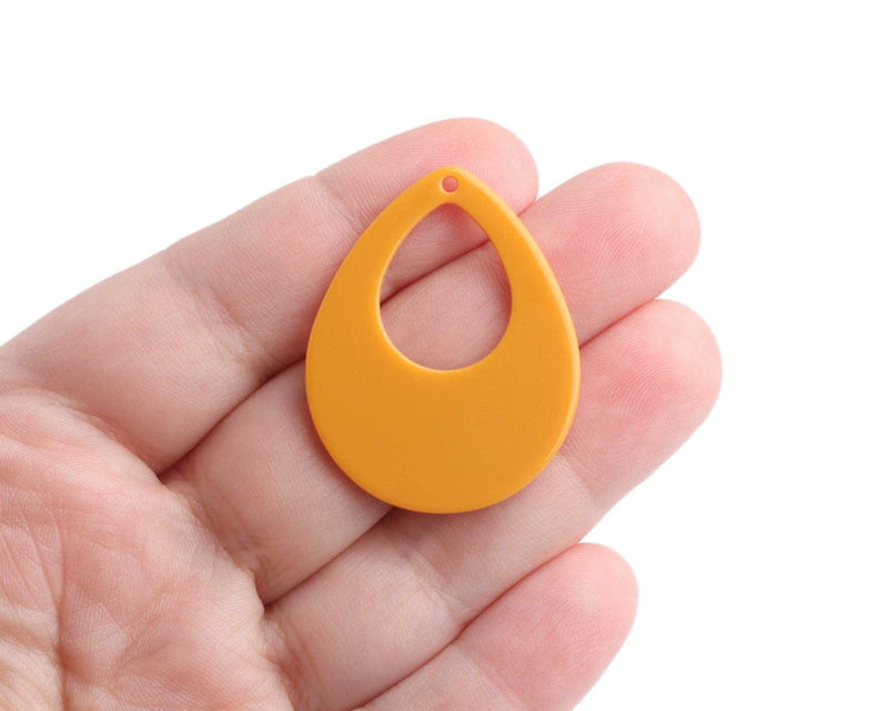 4 Butterscotch Orange Teardrop Charms, Chunky Earring Drop Pieces, Lightweight, Acrylic Plastic, 38 x 30mm