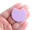 2 Light Purple Half Circle Pendants, Pastel Kawaii Colors, Half Moon Shape, Acrylic Plastic, 37 x 33.5mm