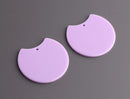 2 Light Purple Half Circle Pendants, Pastel Kawaii Colors, Half Moon Shape, Acrylic Plastic, 37 x 33.5mm