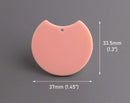 2 Peach Half Circle Pendants, Coral Pink and Orange, Acrylic Plastic, 37 x 33.5mm