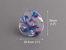 2 Flower Petal Charms with Blue and Purple, Oval Drops, Transparent, Cellulose Acetate, 30 x 28.5mm