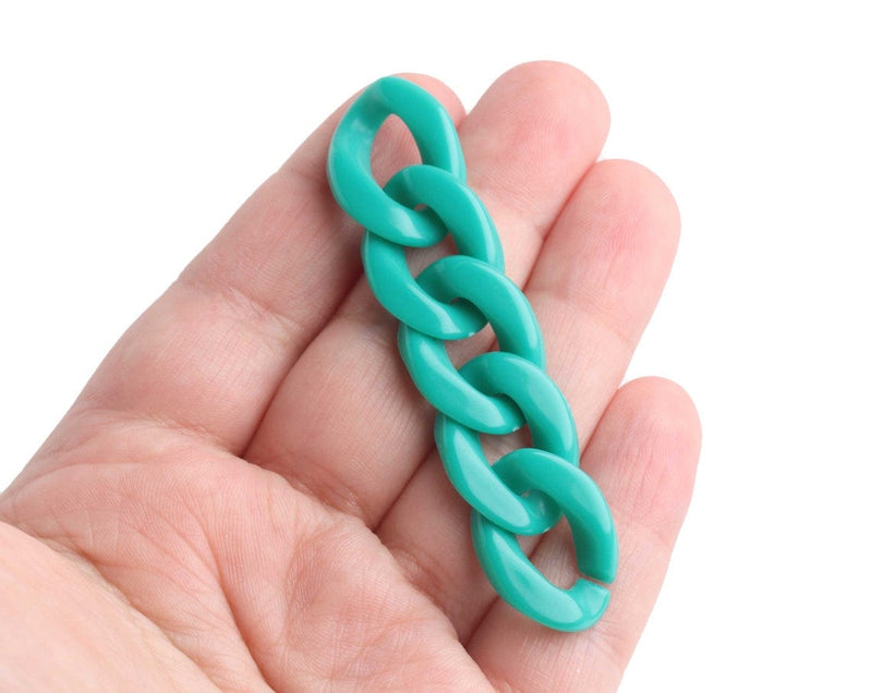 1ft Turquoise Green Acrylic Chain Links, 23mm, For Do It Yourself Sunglasses Chains