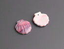 4 Tiny Seashell Charms in Purple, Pink and White, Scallop Shell Beads, Acrylic Plastic, 19 x 18.5mm