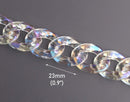 1ft Opal Clear Acrylic Chain Links, 23mm, Iridescent, Miami Cuban Link Necklaces