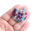 2 Multicolored Half Circle Charms, Acetate Material, 37 x 33.5mm