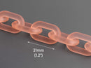 1ft Frosted Coral Orange Acrylic Chain Links, 31mm, Matte Acrylic, For Necklaces