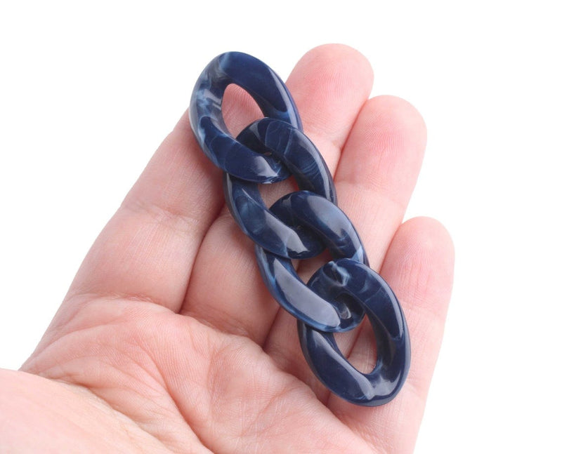 1ft Large Navy Blue Acrylic Chain Links, 29mm, For Decorative Handbag Straps