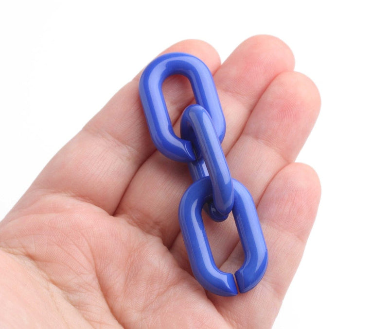 1ft Cobalt Blue Chain Links, 31mm, Acrylic Connectors, For Glasses Chains