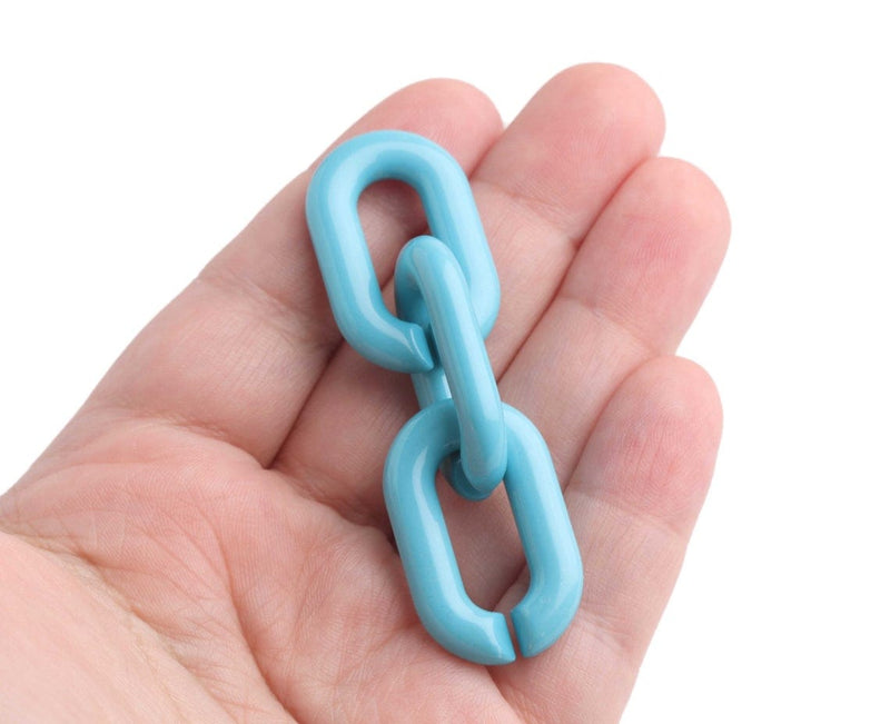 1ft Teal Blue Acrylic Chain Links, 31mm, Turquoise, For Rave EDM and Kidcore