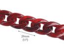 1ft Wine Red Acrylic Chain Links, 29mm, Translucent, For Crossbody and Purse Chains