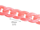 1ft Natural Pink Acrylic Chain Links, 29mm, Marble, For Making Budget Crafts