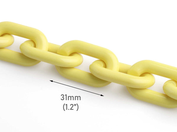 1ft Yellow Acrylic Chain Links in Lemon, 31mm, For EDM and Rave Kandi Jewelry