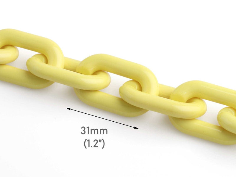 1ft Yellow Acrylic Chain Links in Lemon, 31mm, For EDM and Rave Kandi Jewelry