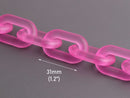 1ft Frosted Hot Pink Chain Links, 31mm, Matte, Japan Fashion, For Gyaru Necklaces