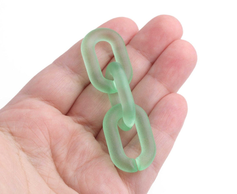 1ft Frosted Green Acrylic Chain Links, 31mm, Matte, For Lanyards and Wallet Chains