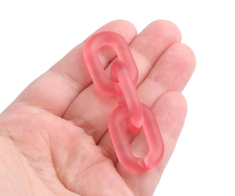 1ft Frosted Red Acrylic Chain Links, 31mm, Paperclip, For Earring Connectors