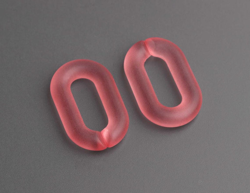 1ft Frosted Red Acrylic Chain Links, 31mm, Paperclip, For Earring Connectors