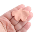2 Matte Light Orange Gingko Leaf Charms, Coral Color, Fish Tail Charms, Acrylic, 44.5 x 33mm
