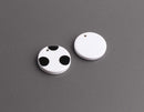 4 Round Circle Charms with Polka Dots, Black and White, Acetate Plastic, 15mm