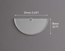 2 Clear Acrylic Half Moon Charms, 1 Hole, 37 x 18mm