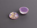 4 Round Purple Cabochons with Gold Foil Flakes, High Dome, Resin and Holographic Glitter, 20mm