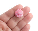 4 Tiny Seashell Charms in Pink and White, Sunrise Shell, Marble Acrylic, 19 x 18.5mm