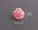 4 Tiny Seashell Charms in Pink and White, Sunrise Shell, Marble Acrylic, 19 x 18.5mm