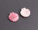 4 Tiny Seashell Charms in Pink and White, Sunrise Shell, Marble Acrylic, 19 x 18.5mm