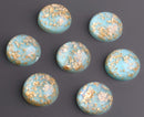 4 Mint Green Cabochons with Gold Flecks, High Dome, Round Cabs, Resin and Holographic Glitter, 20mm