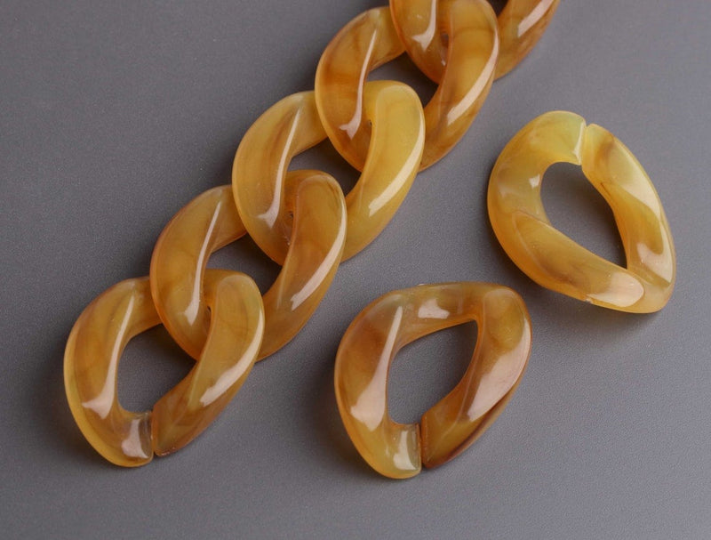 1ft Butterscotch Brown Chain Links, 30mm, Marble Acrylic, For Handbag Handles