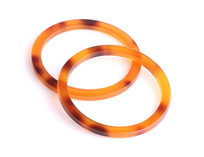 1 Plastic O-Ring, Red and Orange Tortoise Shell, Flat Swimsuit Rings, Seamless, Acrylic, 6cm
