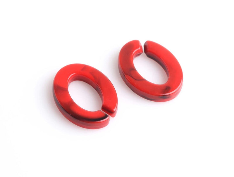 1ft Imperial Red Acrylic Chain Links, 25mm, Marble, Flat Oval Connectors