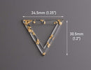 2 Large Triangle Ring Charms with Gold Leaf Foil Flakes, Clear Acrylic, 34.5 x 30.5mm