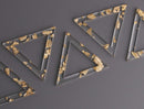 2 Large Triangle Ring Charms with Gold Leaf Foil Flakes, Clear Acrylic, 34.5 x 30.5mm
