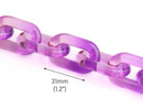 1ft Ombre Clear and Purple Chain Links, 31mm, Transparent Acrylic, Two Tone Gradients