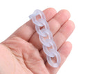 1ft Frosted Blue Acrylic Chain Links in Light Sapphire, 23mm, Transparent Matte