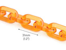1ft Orange Acrylic Chain Links, 31mm, Transparent, For Big Bold Chunky Necklaces