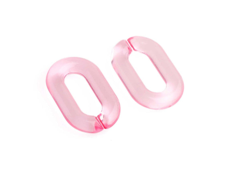 1ft Ballet Pink Chain Links, 31mm, Glassy Transparent, For Chunky Bracelets