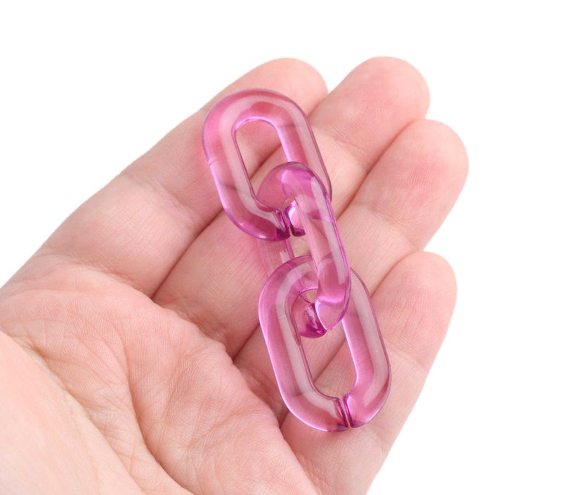 1ft Light Purple Acrylic Chain Links, 31mm, Transparent Glass, Pastel Japan Fashion