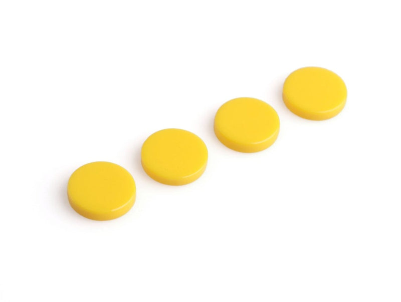 4 Lemon Yellow Resin Cabochons, Round Blanks, Small Flatbacks, Acetate Plastic, 12mm