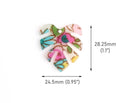 2 Pretty Leaf Charms with Vintage Flowers, Monstera Pendants, Plastic Beads, Patterned Acrylic, 28.25 x 24.5mm