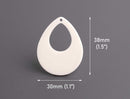 4 Bone White Teardrop Pendants, Chunky Charms for Earrings, Acrylic Plastic, 38 x 30mm