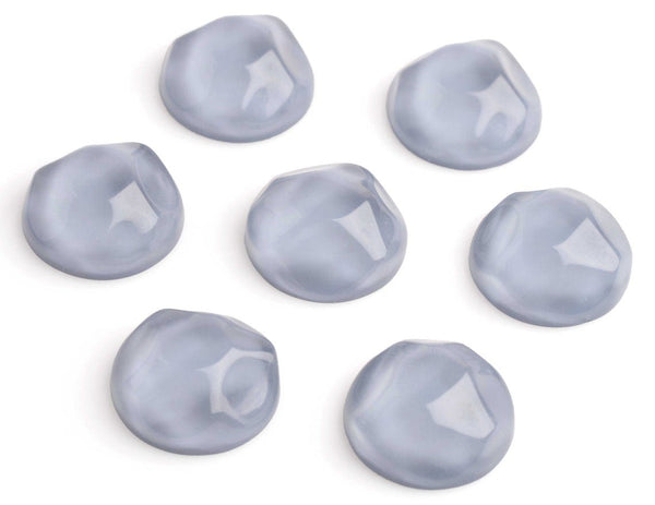 4 Wavy Cabochons in Stone Blue, High Dome, Small Fake Rocks for Mini Fairy Gardens and Zen Gardens, Resin, 20mm