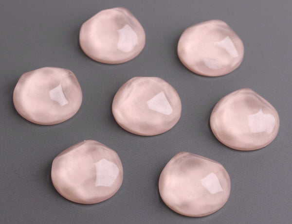4 Wavy Cabochons in Dusty Rose Pink, High Domed Flatback, Round Cabs, Resin, 20mm