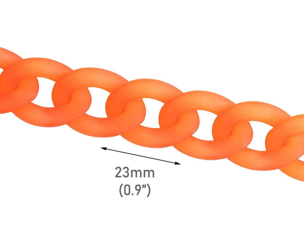 1ft Frosted Orange Acrylic Chain Links, 23mm, For Do It Yourself Sunglass Chains