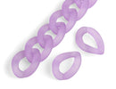 1ft Frosted Lilac Purple Acrylic Chain, 23mm, Plastic Cuban Twists, Pastel Kawaii