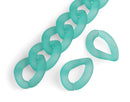 1ft Frosted Jade Green Acrylic Chain Links, 23mm, Matte Lucite, For Big Necklaces