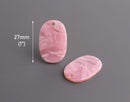 4 Small Oval Charms in Light Pink Marble, Acrylic, 27 x 17.5mm