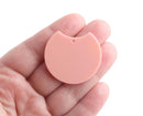 2 Peach Half Circle Pendants, Coral Pink and Orange, Acrylic Plastic, 37 x 33.5mm