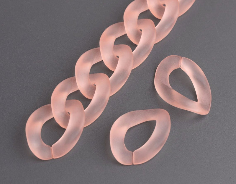 1ft Frosted Coral Orange Acrylic Chain Links, 23mm, For Clog Shoe Chains
